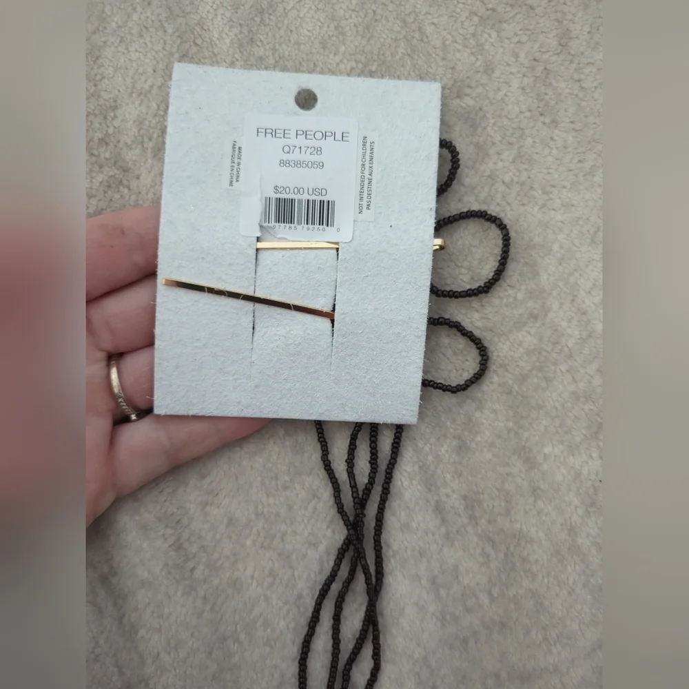 NWT Free People Black Dainty Beaded Bow Pins